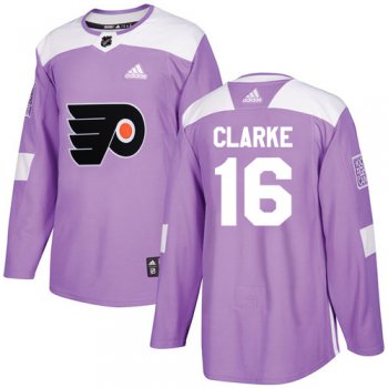 Adidas Philadelphia Flyers #16 Bobby Clarke Purple Authentic Fights Cancer Stitched Youth NHL Jersey