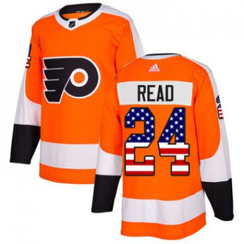 Adidas Philadelphia Flyers #24 Matt Read Orange Home Authentic USA Flag Stitched Youth NHL Jersey