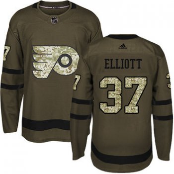 Adidas Philadelphia Flyers #37 Brian Elliott Green Salute to Service Stitched Youth NHL Jersey