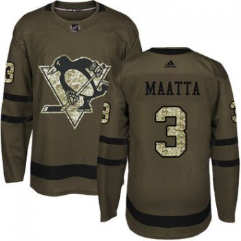 Adidas Pittsburgh Penguins #3 Olli Maatta Green Salute to Service Stitched Youth NHL Jersey
