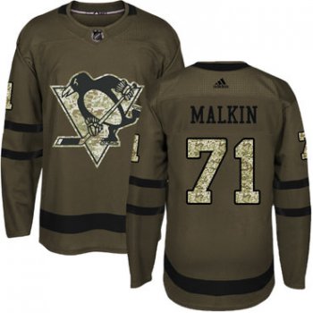 Adidas Pittsburgh Penguins #71 Evgeni Malkin Green Salute to Service Stitched Youth NHL Jersey
