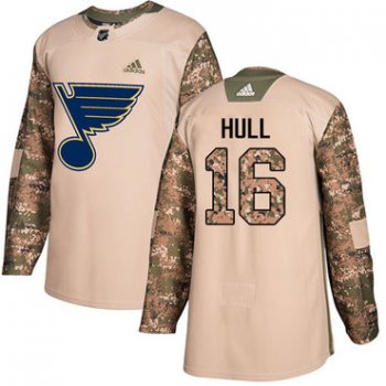 Adidas St. Louis Blues #16 Brett Hull Camo Authentic 2017 Veterans Day Stitched Youth NHL Jersey