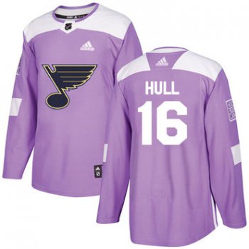 Adidas St. Louis Blues #16 Brett Hull Purple Authentic Fights Cancer Stitched Youth NHL Jersey
