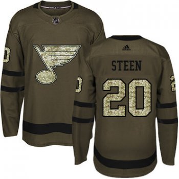 Adidas St. Louis Blues #20 Alexander Steen Green Salute to Service Stitched Youth NHL Jersey