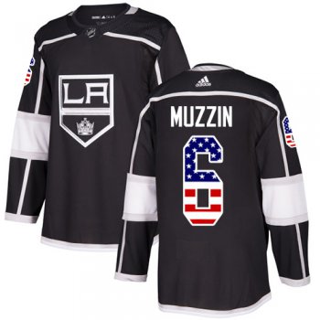 Adidas Los Angeles Kings #6 Jake Muzzin Black Home Authentic USA Flag Stitched Youth NHL Jersey