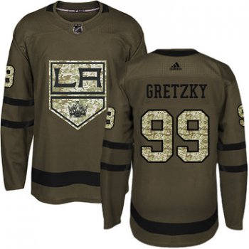 Adidas Los Angeles Kings #99 Wayne Gretzky Green Salute to Service Stitched Youth NHL Jersey