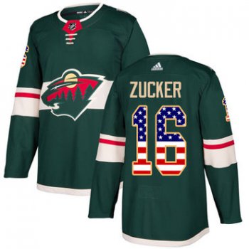 Adidas Minnesota Wild #16 Jason Zucker Green Home Authentic USA Flag Stitched Youth NHL Jersey