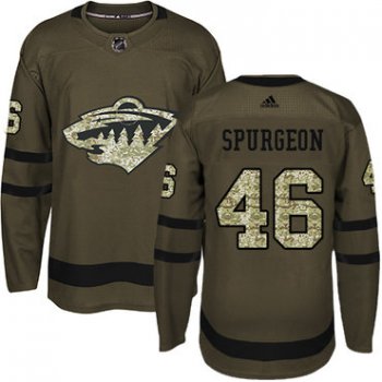 Adidas Minnesota Wild #46 Jared Spurgeon Green Salute to Service Stitched Youth NHL Jersey