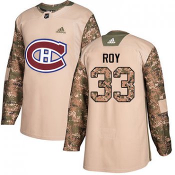Adidas Montreal Canadiens #33 Patrick Roy Camo Authentic 2017 Veterans Day Stitched Youth NHL Jersey
