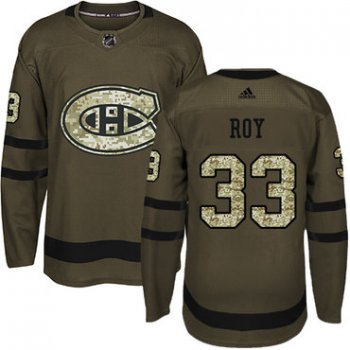 Adidas Montreal Canadiens #33 Patrick Roy Green Salute to Service Stitched Youth NHL Jersey