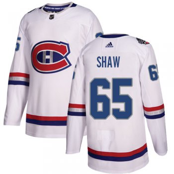 Adidas Montreal Canadiens #65 Andrew Shaw White Authentic 2017 100 Classic Stitched Youth NHL Jersey