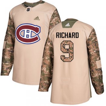 Adidas Montreal Canadiens #9 Maurice Richard Camo Authentic 2017 Veterans Day Stitched Youth NHL Jersey