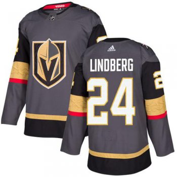 Adidas Vegas Golden Knights #24 Oscar Lindberg Grey Home Authentic Stitched Youth NHL Jersey