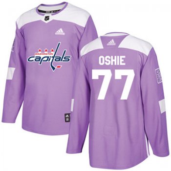 Adidas Washington Capitals #77 T.J. Oshie Purple Authentic Fights Cancer Stitched Youth NHL Jersey