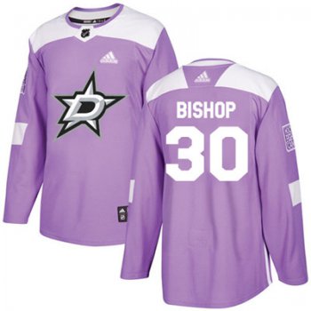 Adidas Dallas Stars #30 Ben Bishop Purple Authentic Fights Cancer Youth Stitched NHL Jersey