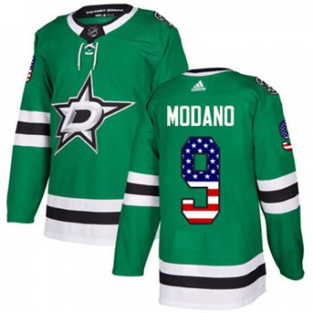 Adidas Dallas Stars #9 Mike Modano Green Home Authentic USA Flag Youth Stitched NHL Jersey