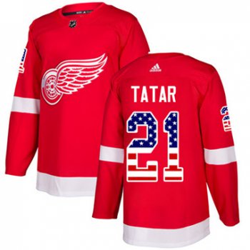 Adidas Detroit Red Wings #21 Tomas Tatar Red Home Authentic USA Flag Stitched Youth NHL Jersey