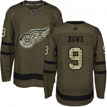 Adidas Detroit Red Wings #9 Gordie Howe Green Salute to Service Stitched Youth NHL Jersey