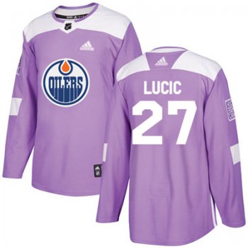 Adidas Edmonton Oilers #27 Milan Lucic Purple Authentic Fights Cancer Stitched Youth NHL Jersey