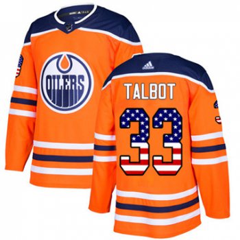 Adidas Edmonton Oilers #33 Cam Talbot Orange Home Authentic USA Flag Stitched Youth NHL Jersey