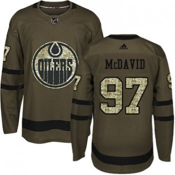 Adidas Edmonton Oilers #97 Connor McDavid Green Salute to Service Stitched Youth NHL Jersey