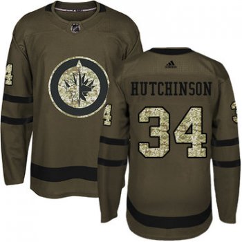 Adidas Winnipeg Jets #34 Michael Hutchinson Green Salute to Service Stitched Youth NHL Jersey