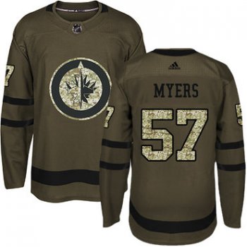 Adidas Winnipeg Jets #57 Tyler Myers Green Salute to Service Stitched Youth NHL Jersey