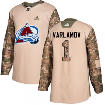 Adidas Avalanche #1 Semyon Varlamov Camo Authentic 2017 Veterans Day Stitched Youth NHL Jersey