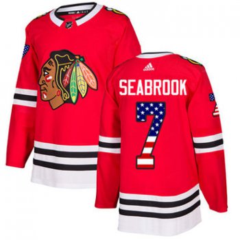 Adidas Blackhawks #7 Brent Seabrook Red Home Authentic USA Flag Stitched Youth NHL Jersey
