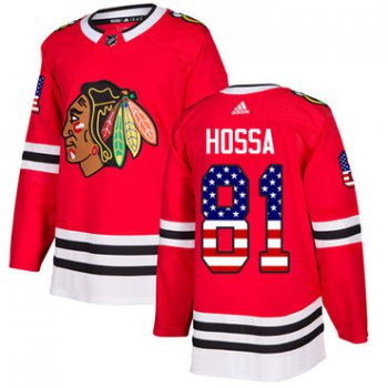 Adidas Blackhawks #81 Marian Hossa Red Home Authentic USA Flag Stitched Youth NHL Jersey
