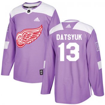 Adidas Detroit Red Wings #13 Pavel Datsyuk Purple Authentic Fights Cancer Stitched Youth NHL Jersey