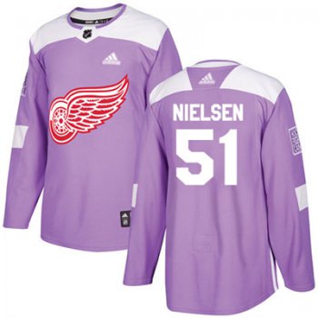 Adidas Detroit Red Wings #51 Frans Nielsen Purple Authentic Fights Cancer Stitched Youth NHL Jersey