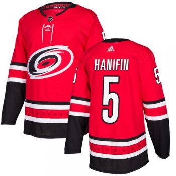 Adidas Hurricanes #5 Noah Hanifin Red Home Authentic Stitched Youth NHL Jersey