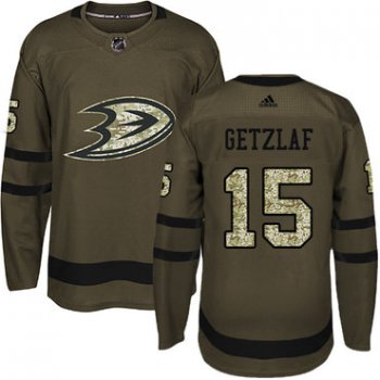 Adidas Ducks #15 Ryan Getzlaf Green Salute to Service Youth Stitched NHL Jersey