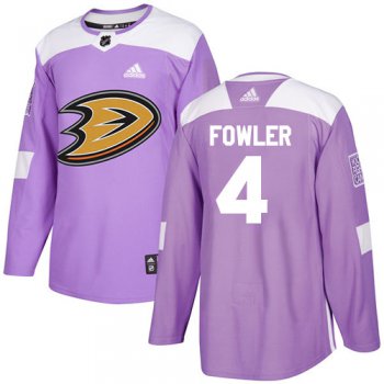 Adidas Ducks #4 Cam Fowler Purple Authentic Fights Cancer Youth Stitched NHL Jersey