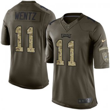 Youth Nike Philadelphia Eagles #11 Carson Wentz Green Stitched NFL Limited 2015 Salute to Service Jersey