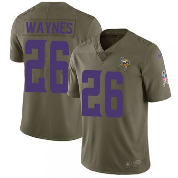 Youth Nike Minnesota Vikings #26 Trae Waynes Olive Stitched NFL Limited 2017 Salute to Service Jersey
