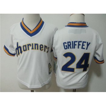Toddler Seattle Mariners #24 Ken Griffey 1979 White Pullover MLB Majestic Baseball Jersey