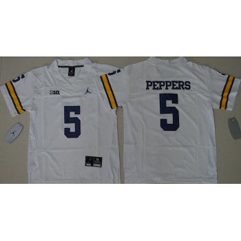 Youth Michigan Wolverines #5 Jabrill Peppers White Stitched NCAA Brand Jordan College Football Jersey