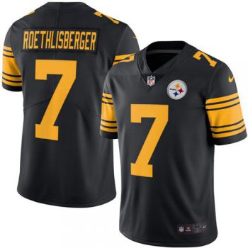 Youth Nike Steelers #7 Ben Roethlisberger Black Stitched NFL Limited Rush Jersey
