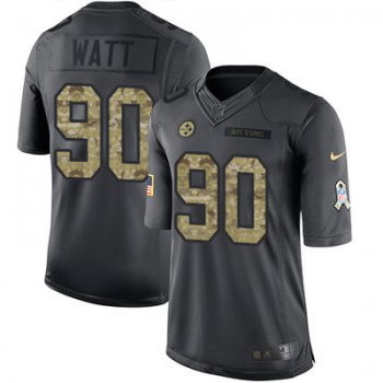 Youth Nike Steelers #90 T. J. Watt Black Stitched NFL Limited 2016 Salute to Service Jersey