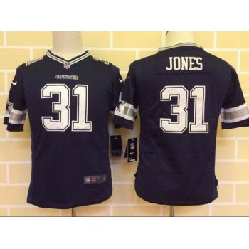 Youth Dallas Cowboys #31 Byron Jones Navy Blue Team Color NFL Nike Game Jersey