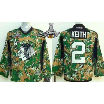 Chicago Blackhawks #2 Duncan Keith 2014 Camo Kids Jersey W/2015 Stanley Cup Champion Patch