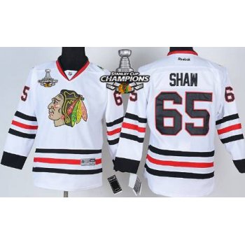 Chicago Blackhawks #65 Andrew Shaw White Kids Jersey W/2015 Stanley Cup Champion Patch