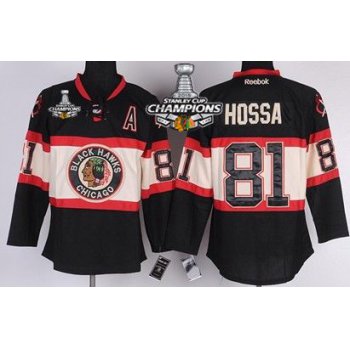 Chicago Blackhawks #81 Marian Hossa Black Third Kids Jersey W/2015 Stanley Cup Champion Patch