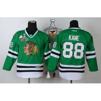 Chicago Blackhawks #88 Patrick Kane Green Kids Jersey W/2015 Stanley Cup Champion Patch