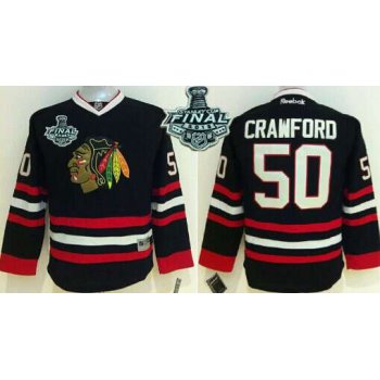 Youth Chicago Blackhawks #50 Corey Crawford 2015 Stanley Cup Black Jersey