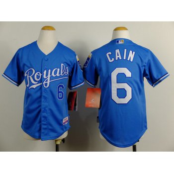Kansas City Royals #6 Lorenzo Cain Light Blue Kids Jersey