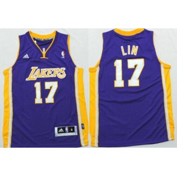 Los Angeles Lakers #17 Jeremy Lin Purple Kids Jersey