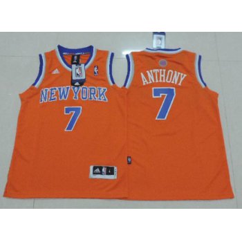 New York Knicks #7 Carmelo Anthony Orange Kids Jersey